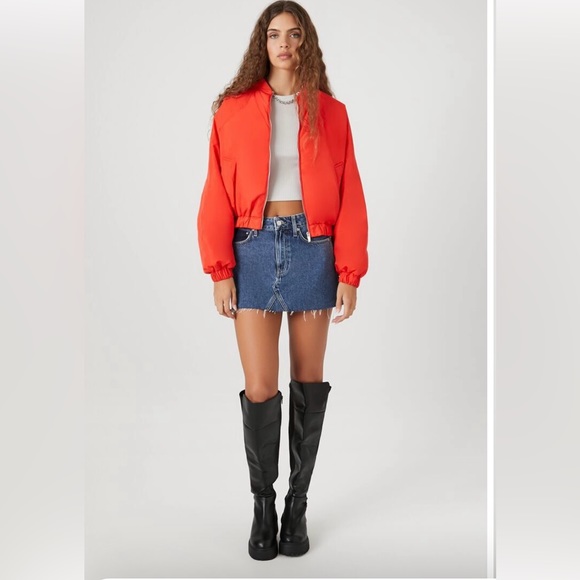 Forever 21 Orange Crop Bomber Jacket - Picture 4 of 15